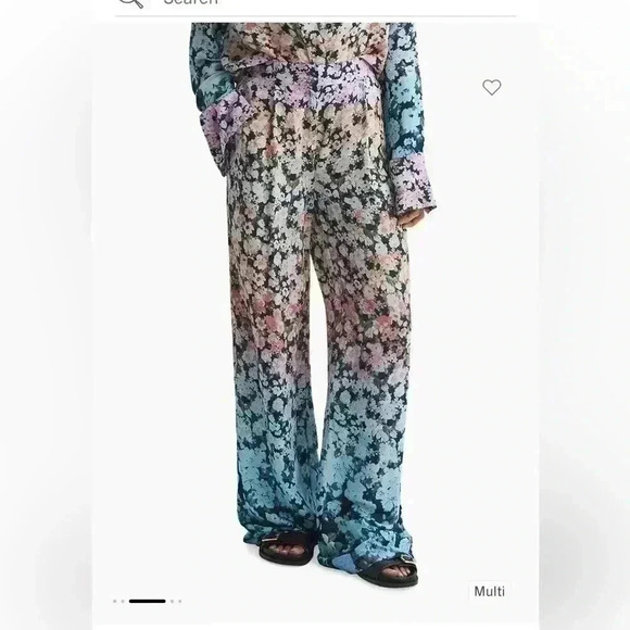 New Reiss SERENA Wide-Leg Pleated Multi-Color Floral Palazzo Pant… - Picture 2 of 13